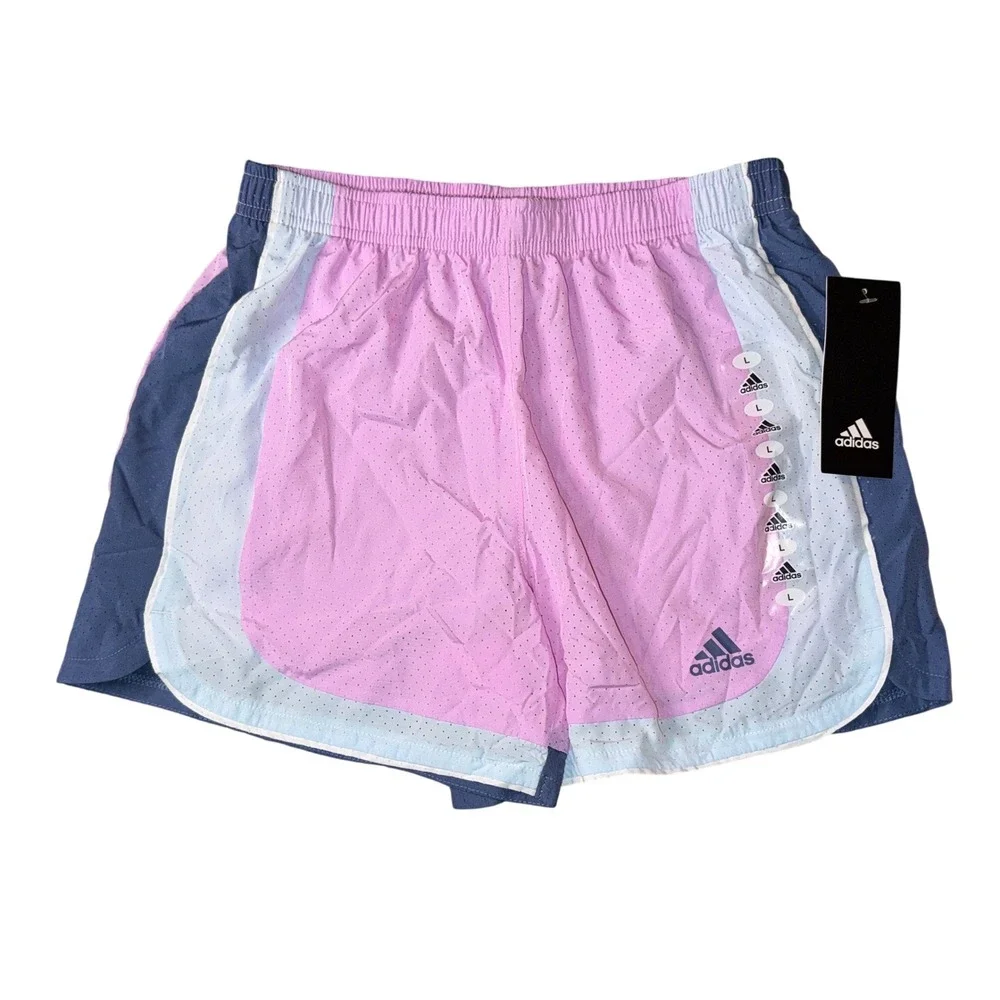 Adidas Mesh Athletic Shorts Size L 14 Lilac Purple Colorblock New With Tags‎